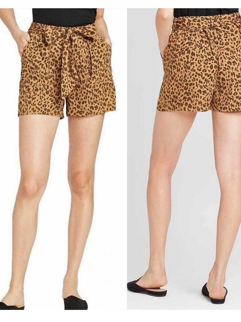 a new day Leopard Print Tie-Waist Shorts - Brown